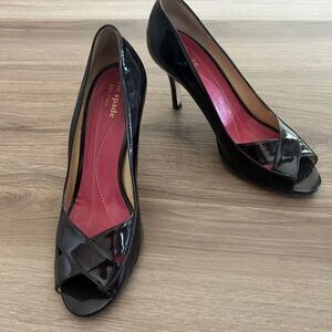 Kate Spade Peep Toe Pumps Patent Leather Stiletto Heels Women's Size 6